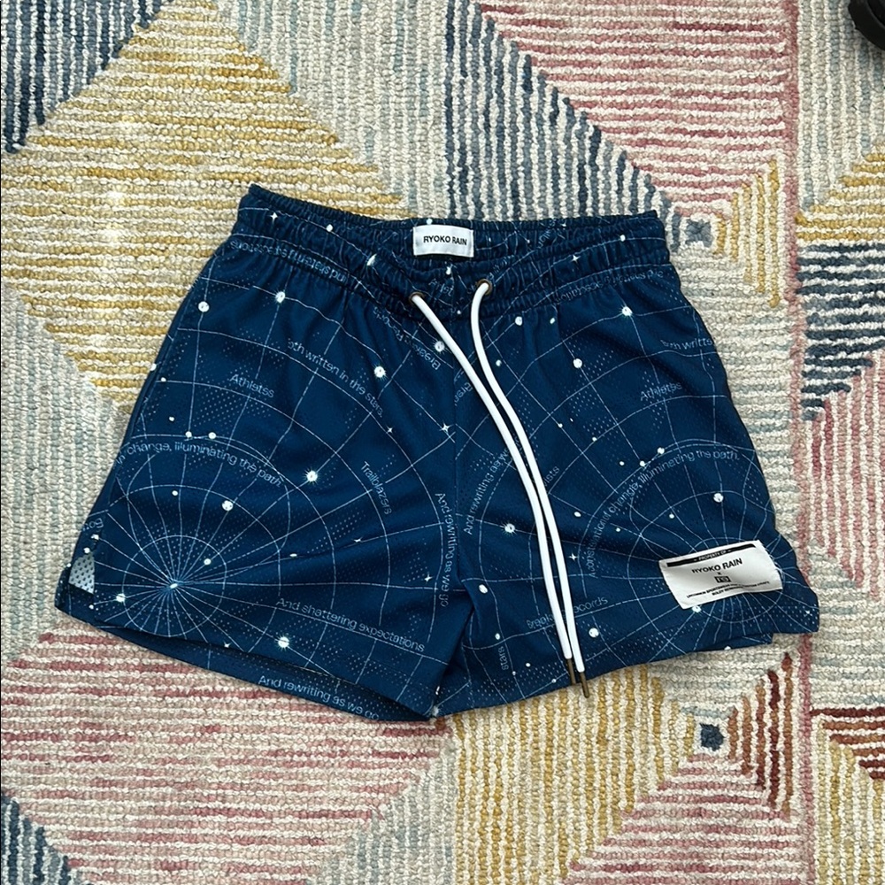 Navy Blue Patterned Ryoko Rain Shorts